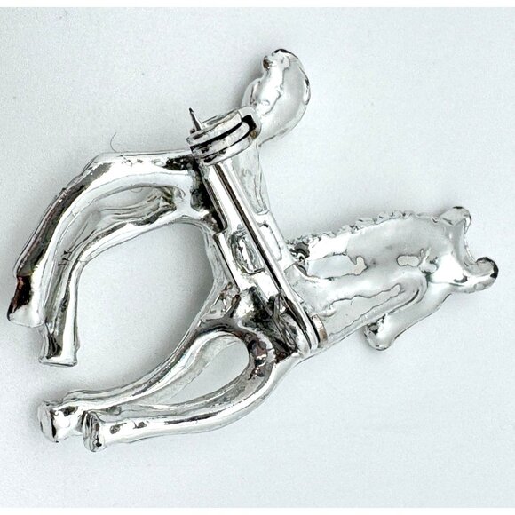 Horse Brooch Pin Silver Tone Vintage Running Design Approx. 1.5"x1" - Picture 5 of 8